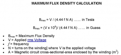 MAXIMUM FLUX DENSITY CALCULATION